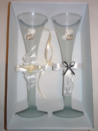 Svadobné poháre dymové - Krémová dekorácia