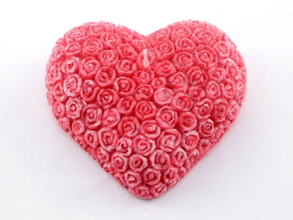Sviečka Stearínové srdce s ružami - červené